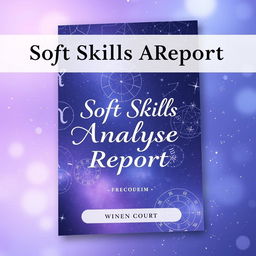 A creative and visually appealing workbook cover for a soft skills analysis report, incorporating themes of human design and astrology