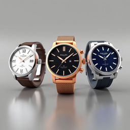 A collection of elegant 3D luxury watch designs showcasing intricate details