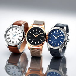 A collection of elegant 3D luxury watch designs showcasing intricate details