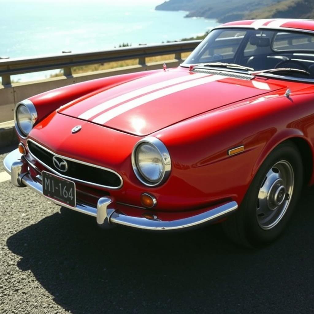 A Mazda Cosmo L10A, showcasing its unique and elegant design with a sleek, aerodynamic body