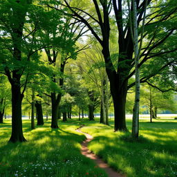 A tranquil grove of trees, beautifully arranged to create a serene and peaceful ambiance