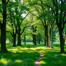 A tranquil grove of trees, beautifully arranged to create a serene and peaceful ambiance