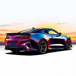 A detailed illustration of the Chevrolet Camaro ZL1 showcasing the rear, front, and side profiles