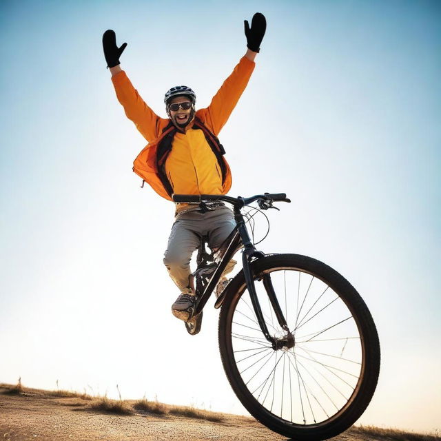 An adventurous person riding a bicycle upside-down, their head near the pedals and legs up in the air.