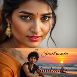 A beautiful Indian woman with very fair skin and mesmerizing hazel eyes, featuring a centre split hairstyle, dressed in a stunning traditional attire