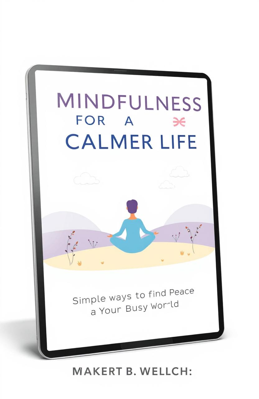 Ebook cover design for 'Mindfulness for a Calmer Life: Simple Ways to Find Peace in a Busy World'