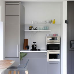 A small but stylish kitchen with all the necessary appliances compactly arranged