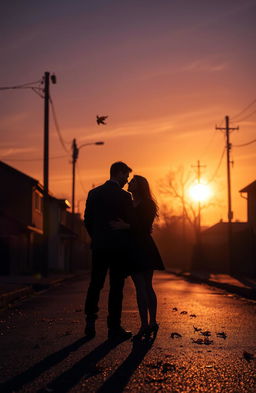 A melancholic scene depicting the end of a love story