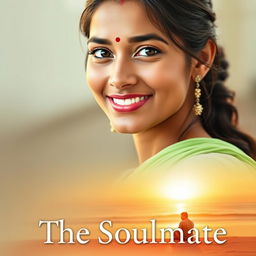 A beautiful Indian woman with porcelain white skin and hazel eyes, her hair is split at the center and tied neatly at the back