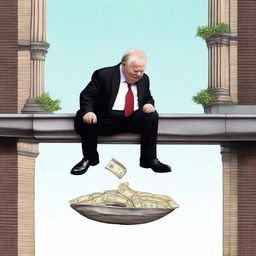 A paradoxical scenario depicting the richest person in the world lowering their status by eating in a gutter, a stark reminder that wealth doesn't equate to happiness