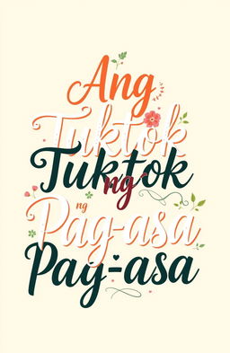 A beautifully designed typography of the phrase "Ang Tuktok ng Pag-asa" featuring an elegant and uplifting font, showcasing a blend of modern and traditional calligraphy styles