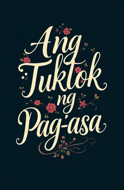 A beautifully designed typography of the phrase "Ang Tuktok ng Pag-asa" featuring an elegant and uplifting font, showcasing a blend of modern and traditional calligraphy styles