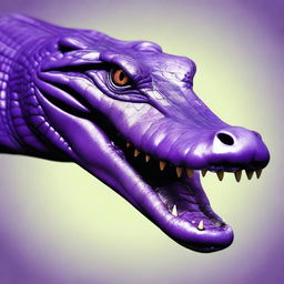 A striking image of a vibrant purple crocodile, its striking color adding an uncanny touch to a fierce creature.