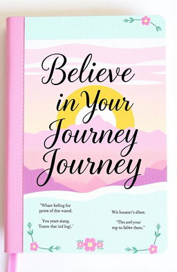 An inspiring motivational journal notebook with a beautifully designed cover featuring the phrase "Believe in Your Journey" in elegant typography