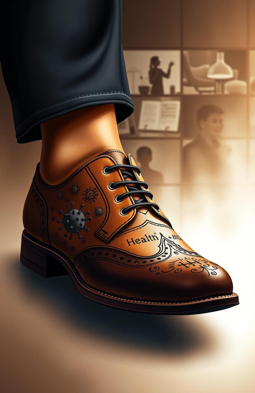 An artistic interpretation of a leather shoe symbolizing epidemiology