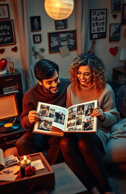 An introspective scene depicting a couple reminiscing about their past together