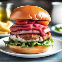 An enticing image of a unique shark meat burger, the unusual ingredient adding an exotic twist to the classic meal.