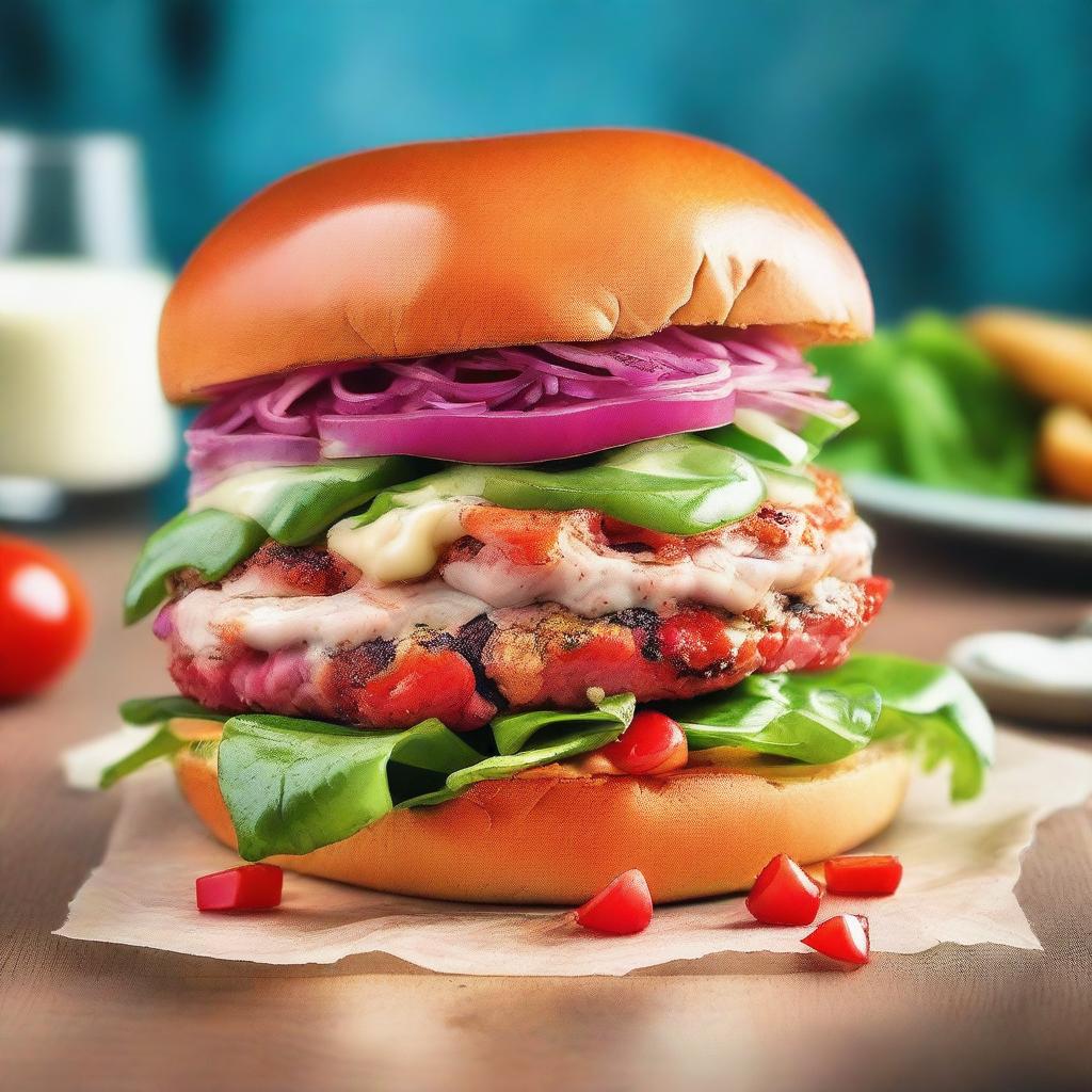 An enticing image of a unique shark meat burger, the unusual ingredient adding an exotic twist to the classic meal.