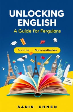A visually engaging book cover design that summarizes English teaching for foreign students