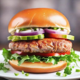 An enticing image of a unique shark meat burger, the unusual ingredient adding an exotic twist to the classic meal.