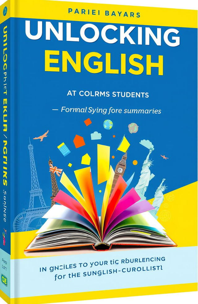 A visually engaging book cover design that summarizes English teaching for foreign students