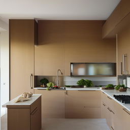 A well-designed modern kitchen of 98 square feet, making optimal use of space with streamlined cabinetry, elegant countertops, and state-of-the-art appliances.