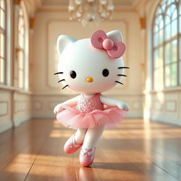 A charming portrayal of Hello Kitty dressed as a ballerina