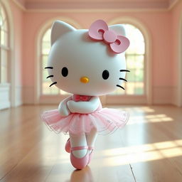 A charming portrayal of Hello Kitty dressed as a ballerina