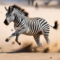 An empowering image of a zebra triumphing over a cheetah, showcasing resilience and unexpected power in the dynamic of nature's survival game