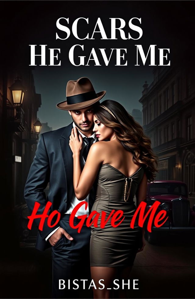 A romantic and captivating book cover featuring two lovers exuding a powerful 'mistress and her man' vibe, both dressed in stylish mafia attire