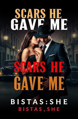 A romantic and captivating book cover featuring two lovers exuding a powerful 'mistress and her man' vibe, both dressed in stylish mafia attire
