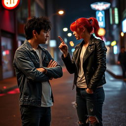 An emotional scene depicting a dramatic moment of confrontation between two characters in a heated discussion