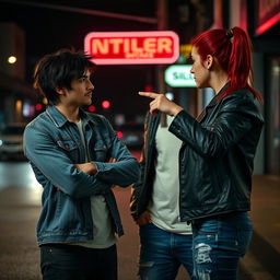 An emotional scene depicting a dramatic moment of confrontation between two characters in a heated discussion