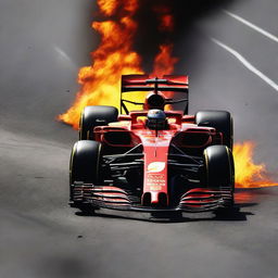 Corredor de F1 saliendo del fuego