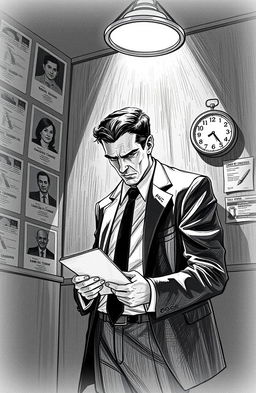 A captivating black and white sketch inspired by the themes of 'Mindhunter' by John E