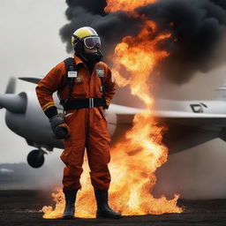 Piloto de saliendo del fuego