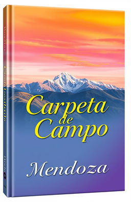 A vibrant 2D book cover design featuring a stunning mountain range in the background, with a colorful sky blending hues of orange, pink, and purple