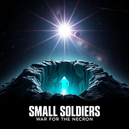 A captivating movie poster set against a vast cosmic backdrop filled with stars and distant galaxies