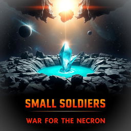 An eye-catching movie poster showcasing a vast space background filled with stars and distant cosmic phenomena