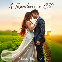A captivating romance novel cover titled 'A Fazendeira e o CEO'