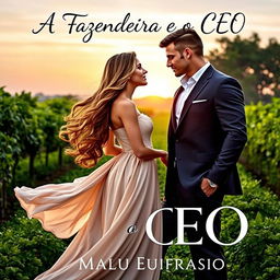 A captivating romance novel cover titled 'A Fazendeira e o CEO'