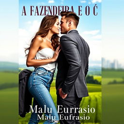 A romance novel cover featuring a stunning young woman dressed in stylish jeans, radiating beauty and confidence