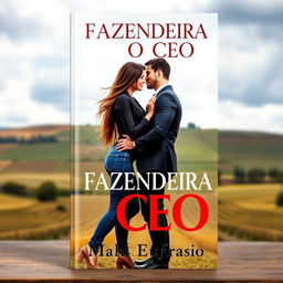 A romantic book cover featuring a beautiful young woman dressed in stylish jeans, with long flowing hair and a captivating smile, and a handsome muscular man in a sharp suit, standing close together in an intimate pose, almost kissing