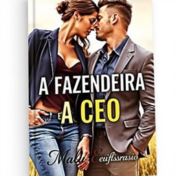 A romantic book cover featuring a beautiful young woman dressed in stylish jeans and a handsome muscular man in a tailored suit, both leaning towards each other, their faces close as if almost kissing