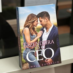 A captivating book cover for a romance titled 'A FAZENDEIRA E O CEO'