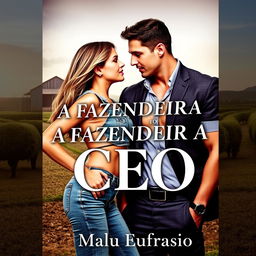 A captivating book cover for a romance titled 'A FAZENDEIRA E O CEO'