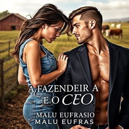 A captivating book cover for a romance titled 'A FAZENDEIRA E O CEO'