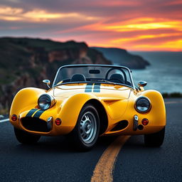 An artistic representation of a Lotus Seven, the iconic lightweight sports car known for its classic design and racing heritage