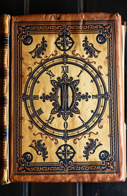 An ancient book with a unique and distinctive design, featuring intricate traditional Sundanese symbols and ancient Sundanese script on its cover