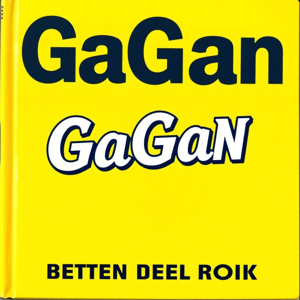 A predominantly yellow cover featuring the word "GaGaN" prominently in the center, styled in striking blue and white colors